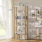 Bibliothèque haute GUSTOWAVE de 180 cm, étagère industrielle à 6 niveaux avec cadre métallique robuste, étagères de rangement de style ferme