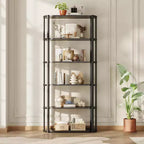 Bibliothèque haute GUSTOWAVE de 180 cm, étagère industrielle à 6 niveaux avec cadre métallique robuste, étagères de rangement de style ferme