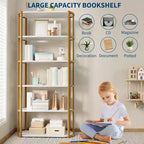 Bibliothèque haute GUSTOWAVE de 180 cm, étagère industrielle à 6 niveaux avec cadre métallique robuste, étagères de rangement de style ferme