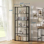 Bibliothèque haute GUSTOWAVE de 180 cm, étagère industrielle à 6 niveaux avec cadre métallique robuste, étagères de rangement de style ferme