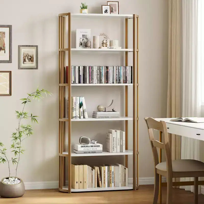 Bibliothèque haute GUSTOWAVE de 180 cm, étagère industrielle à 6 niveaux avec cadre métallique robuste, étagères de rangement de style ferme