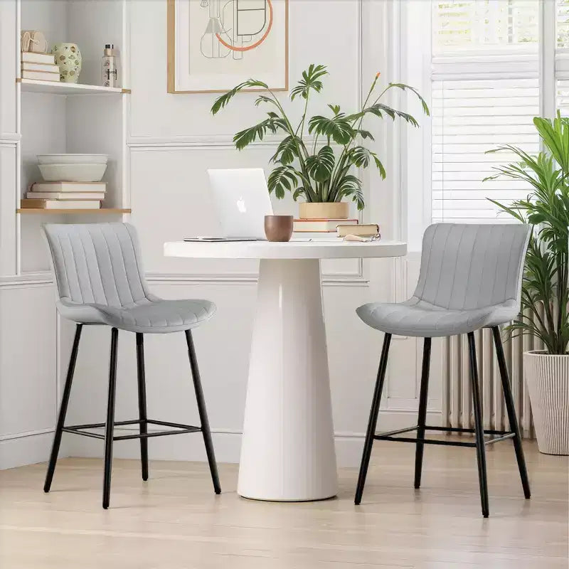 MAYEERTY Tabourets de bar de comptoir en similicuir gris (lot de 2), design moderne pour îlots de cuisine et salles à manger