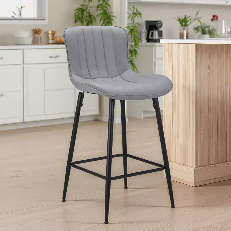 MAYEERTY Tabourets de bar de comptoir en similicuir gris (lot de 2), design moderne pour îlots de cuisine et salles à manger