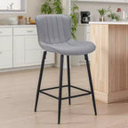 MAYEERTY Tabourets de bar de comptoir en similicuir gris (lot de 2), design moderne pour îlots de cuisine et salles à manger