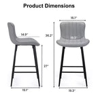 MAYEERTY Tabourets de bar de comptoir en similicuir gris (lot de 2), design moderne pour îlots de cuisine et salles à manger
