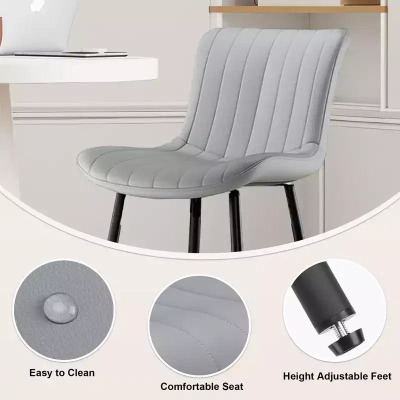 MAYEERTY Tabourets de bar de comptoir en similicuir gris (lot de 2), design moderne pour îlots de cuisine et salles à manger