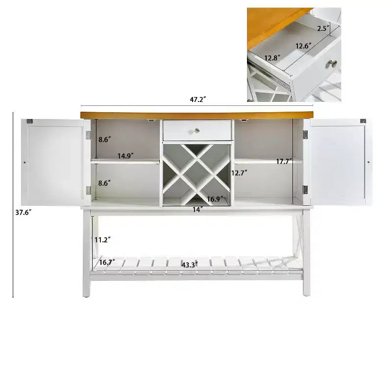 Buffet moderne GDFStudio Forster 47,5 en bois avec porte-bouteilles et tiroirs