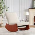 MAYEERTY Modern Rocking Recliner - Soft Padded, Footrest, Upholstered Lounge, Indoor Use, Orange