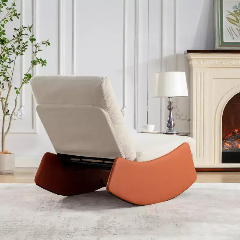 MAYEERTY Fauteuil inclinable à bascule moderne - Rembourrage doux, Repose-pieds, Fauteuil capitonné, Utilisation intérieure, Orange