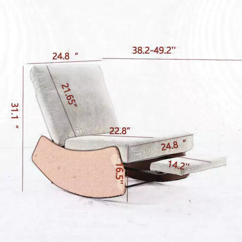 MAYEERTY Fauteuil inclinable à bascule moderne - Rembourrage doux, Repose-pieds, Fauteuil capitonné, Utilisation intérieure, Orange