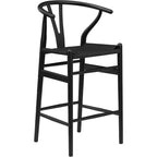 PexFix Fully Assembled Wishbone Barstool Weave Counter Height Bar Stool for Kitchen Island Black