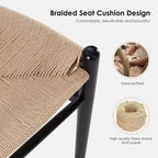 PexFix Tabouret de bar Wishbone entièrement assemblé, hauteur comptoir tressé pour îlot de cuisine, beige