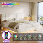 Christopher Knight Home Florentino Modern Upholstered Floating Bed with LED Lights
