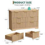 Commode cannelée de 47,24 po pour chambre à coucher avec 7 tiroirs, commode longue en bois avec poignée en métal, meuble commode meuble TV en bois
