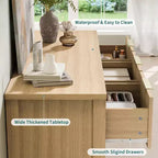 Commode cannelée de 47,24 po pour chambre à coucher avec 7 tiroirs, commode longue en bois avec poignée en métal, meuble commode meuble TV en bois