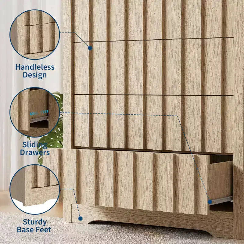 Commode à tiroirs, Commode moderne pour chambre à coucher avec plateau en bois