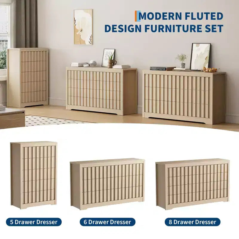 Commode à tiroirs, Commode moderne pour chambre à coucher avec plateau en bois