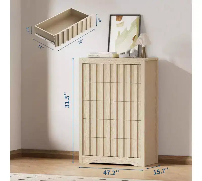 Commode à tiroirs, Commode moderne pour chambre à coucher avec plateau en bois