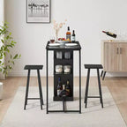 Ensemble table de bar et 2 tabourets, hauteur comptoir avec étagères de rangement, gain de place pour cuisine, appartement et coin-repas