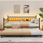 GustoWave Heavy Duty Metal Platform Sofa Bed Frame, with Charging Station and LED Lights