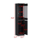 Famapy Armoire haute de présentation noire avec lumières LED - Rangement moderne pour verrerie et objets de décoration