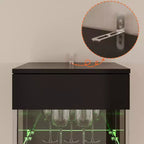 Famapy Armoire haute de présentation noire avec lumières LED - Rangement moderne pour verrerie et objets de décoration