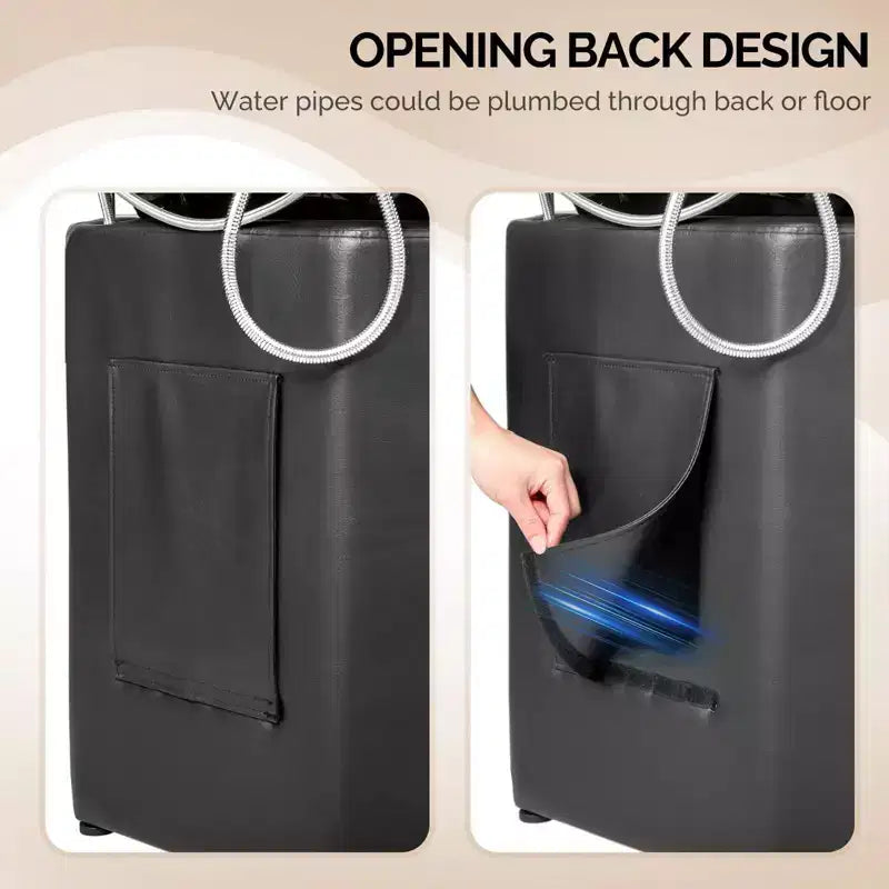 Bac à shampoing et chaise de coiffure Karl Home Black avec bac en céramique extra large