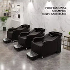 Bac à shampoing et chaise de coiffure Karl Home Black avec bac en céramique extra large