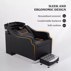Bac à shampoing et chaise de coiffure Karl Home Black avec bac en céramique extra large