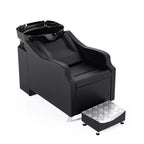 Karl Home Black Salon Shampoo Bowl and Chair Backwash Unit with Extra Large Ceramic Bowl