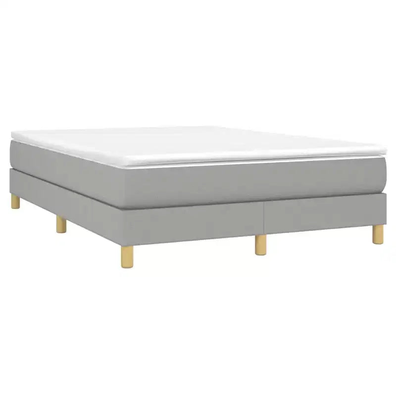 vidaXL Cadre de lit sommier tapissier pleine taille en tissu – Design moderne et surélevé gris clair, s'adapte confortablement à un matelas de 137 x 190 cm