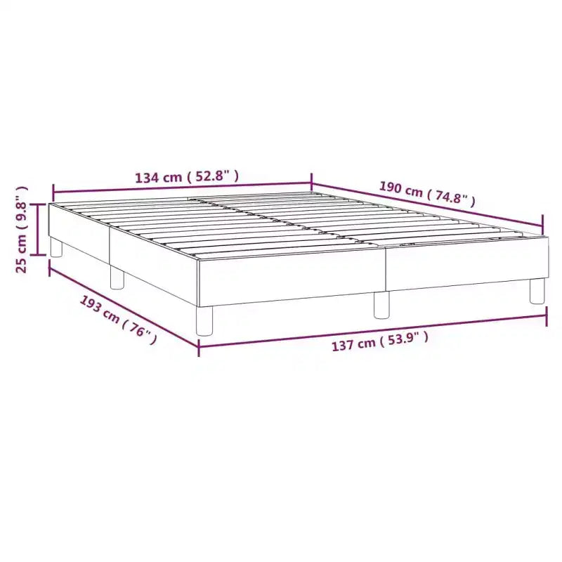 vidaXL Cadre de lit sommier tapissier pleine taille en tissu – Design moderne et surélevé gris clair, s'adapte confortablement à un matelas de 137 x 190 cm