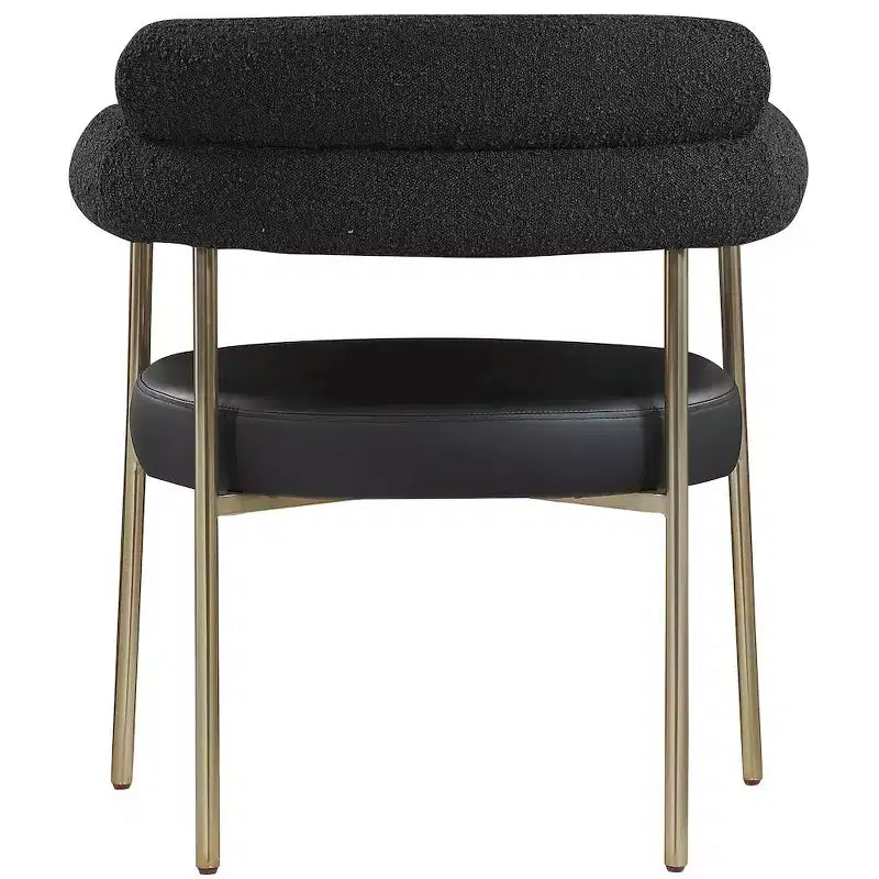 Meridian Furniture, Chaises de salle à manger Blake en cuir végétalien cognac / tissu bouclé, lot de 2