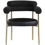 Meridian Furniture, Chaises de salle à manger Blake en cuir végétalien cognac / tissu bouclé, lot de 2