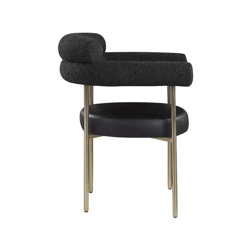 Meridian Furniture, Chaises de salle à manger Blake en cuir végétalien cognac / tissu bouclé, lot de 2