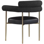 Meridian Furniture, Chaises de salle à manger Blake en cuir végétalien cognac / tissu bouclé, lot de 2