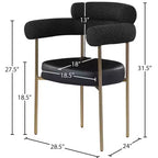 Meridian Furniture, Chaises de salle à manger Blake en cuir végétalien cognac / tissu bouclé, lot de 2