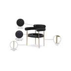 Meridian Furniture, Chaises de salle à manger Blake en cuir végétalien cognac / tissu bouclé, lot de 2