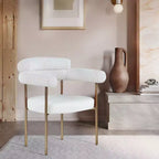 Meridian Furniture, Chaises de salle à manger Blake en cuir végétalien cognac / tissu bouclé, lot de 2