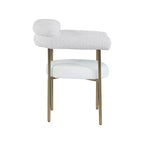 Meridian Furniture, Chaises de salle à manger Blake en cuir végétalien cognac / tissu bouclé, lot de 2