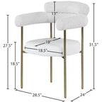 Meridian Furniture, Chaises de salle à manger Blake en cuir végétalien cognac / tissu bouclé, lot de 2