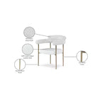 Meridian Furniture, Chaises de salle à manger Blake en cuir végétalien cognac / tissu bouclé, lot de 2