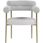 Meridian Furniture, Chaises de salle à manger Blake en cuir végétalien cognac / tissu bouclé, lot de 2