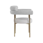 Meridian Furniture, Chaises de salle à manger Blake en cuir végétalien cognac / tissu bouclé, lot de 2