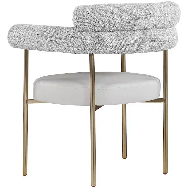 Meridian Furniture, Chaises de salle à manger Blake en cuir végétalien cognac / tissu bouclé, lot de 2