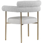 Meridian Furniture, Chaises de salle à manger Blake en cuir végétalien cognac / tissu bouclé, lot de 2