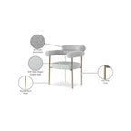 Meridian Furniture, Chaises de salle à manger Blake en cuir végétalien cognac / tissu bouclé, lot de 2