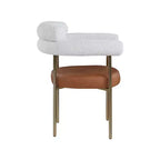 Meridian Furniture, Chaises de salle à manger Blake en cuir végétalien cognac / tissu bouclé, lot de 2