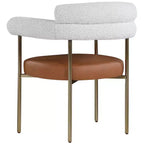 Meridian Furniture, Chaises de salle à manger Blake en cuir végétalien cognac / tissu bouclé, lot de 2