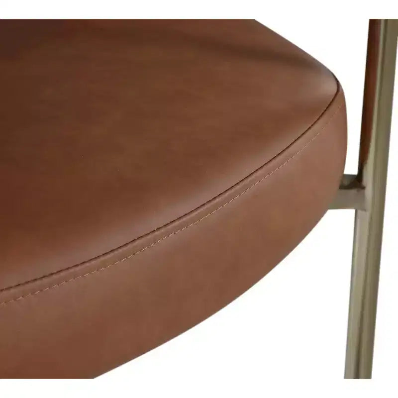 Meridian Furniture, Chaises de salle à manger Blake en cuir végétalien cognac / tissu bouclé, lot de 2